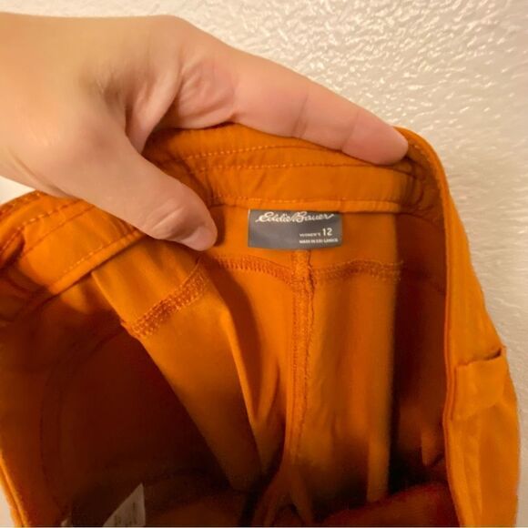 Eddie Bauer hiking nylon Cargo Pants burnt Orange gorpcore 12 long - Picture 7 of 13